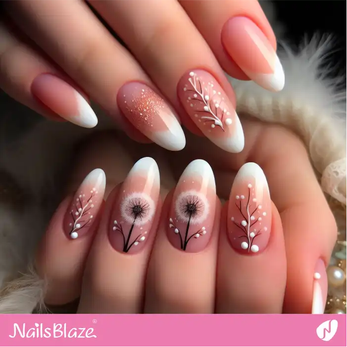 Embellished Peach Fuzz Nails with Dandelion | Color of the Year 2024 - NB1757